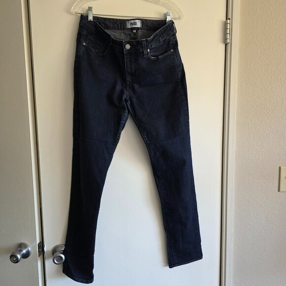 Paige Skyline Skinny Leg Mid Rise Stretch Dark Blue Denim Pants Jeans Size 31 - Picture 1 of 8